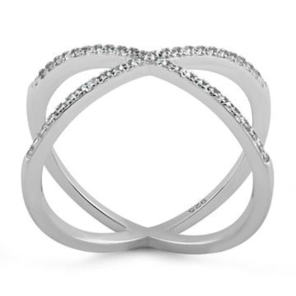 RESTOCK SOON Sterling Silver X Cubic Zirconia Ring - Picture 5 of 8